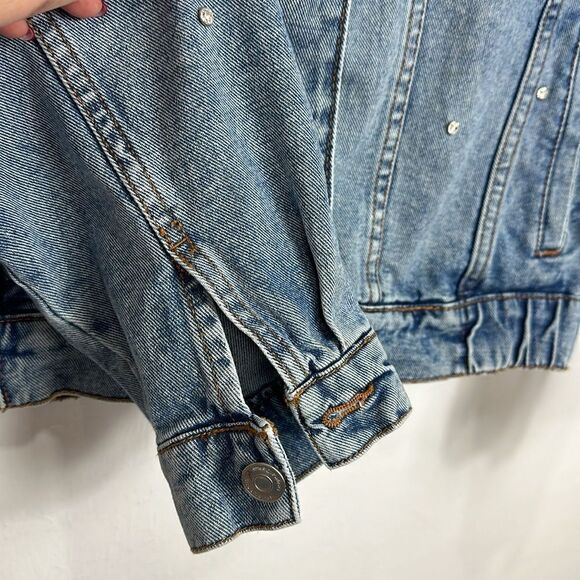 Stradivarius Jewel Rhinestones Oversized Denim Jacket In Blue Size M - Picture 4 of 11